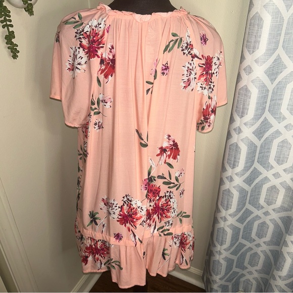 St. John's Bay Pink Floral Ruffle Blouse - Picture 5 of 6